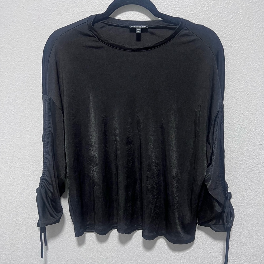 Express Black Velveteen Long Sleeve Top Size Medium